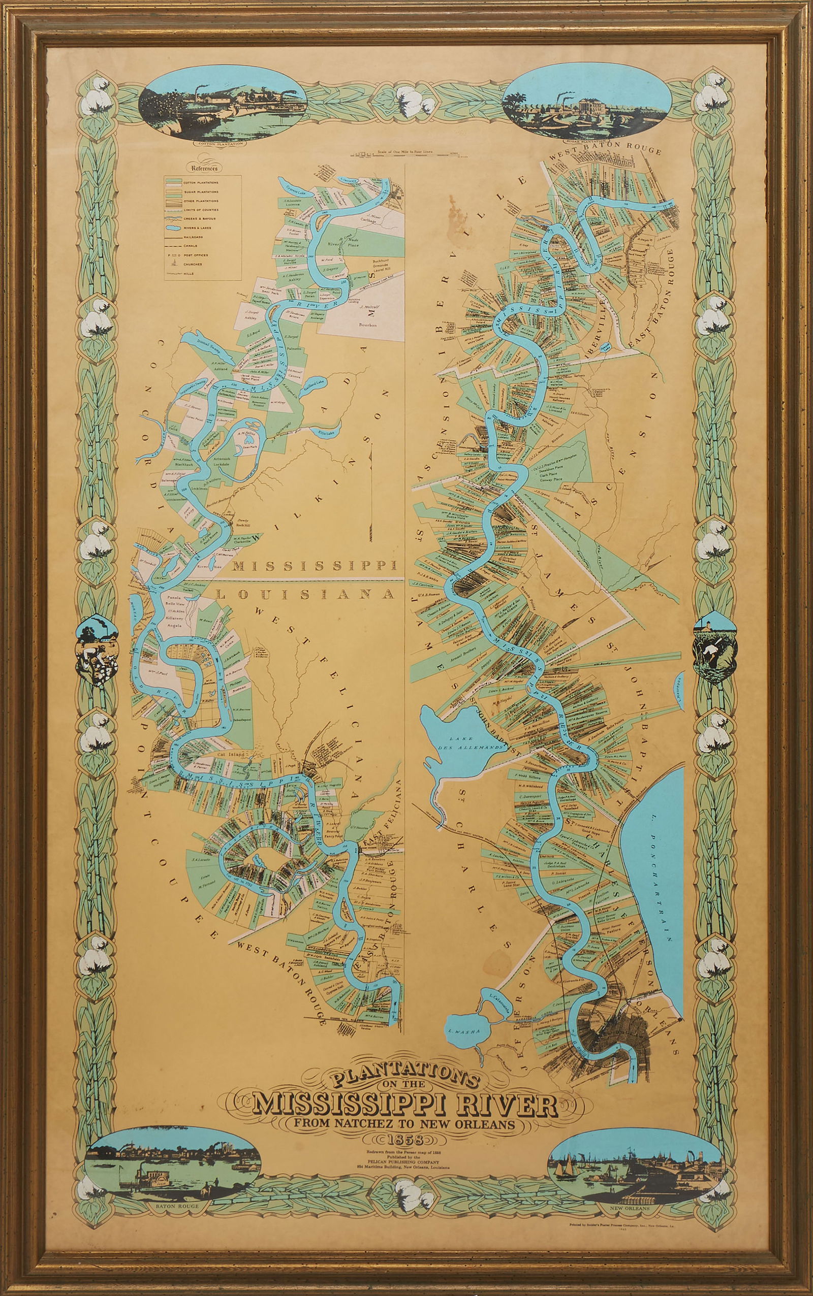 After Marie Adrien Persac (French/Louisiana, 1823-1873), "Plantations on the Mississippi River from (1 of 6)