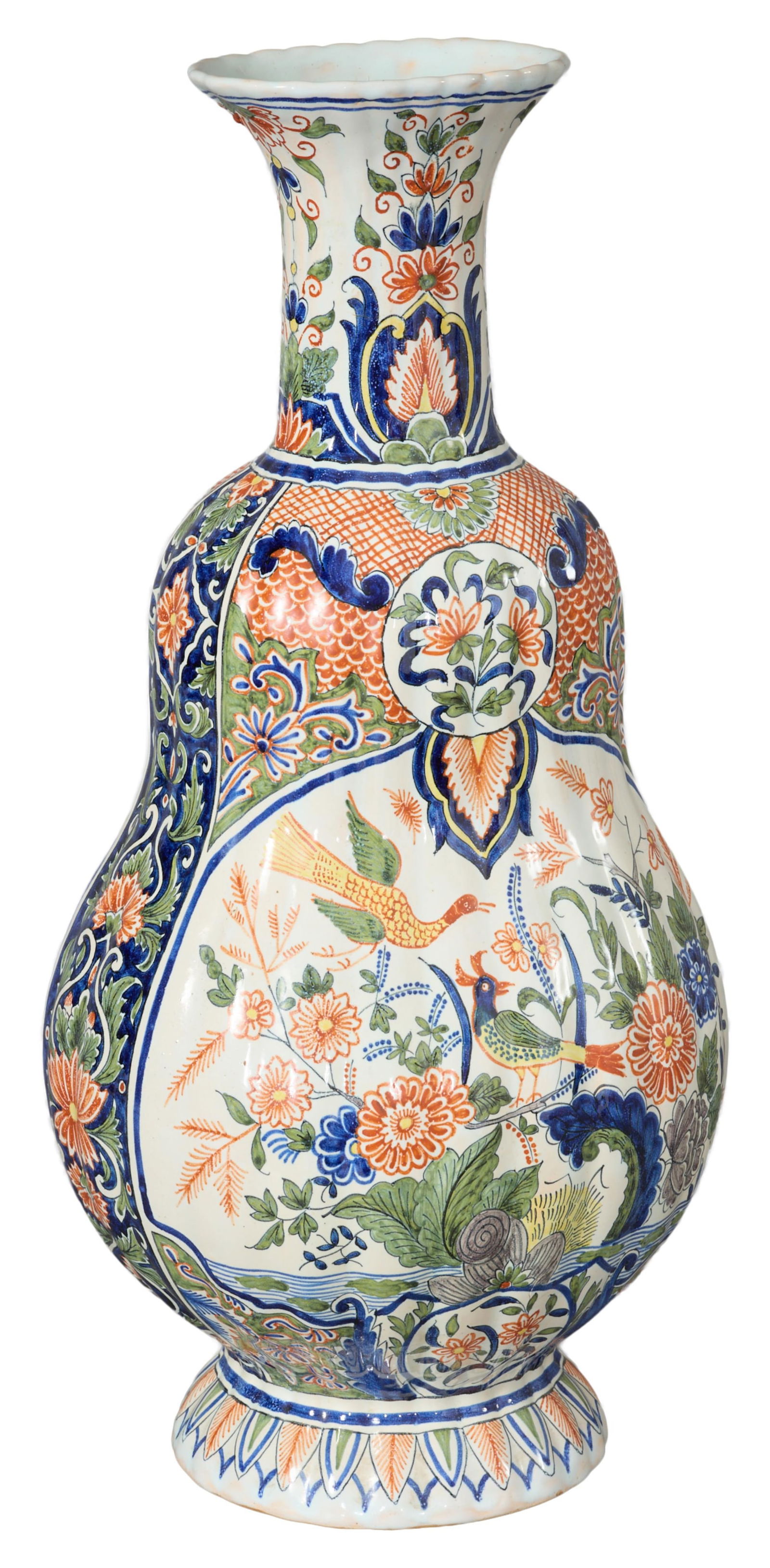 Dutch Delft Faience Polychromed Onion Vase, 20th c., H.- 17 1/2 in., W.- 8 1/2 in., D.- 7 in. (1 of 4)