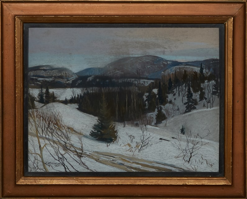 Frank Hennessey (Canadian, 1893-1941), "Mountainscape," 1931, H.- 13 1/4 in., W.- 17 1/2 in., Framed (1 of 4)