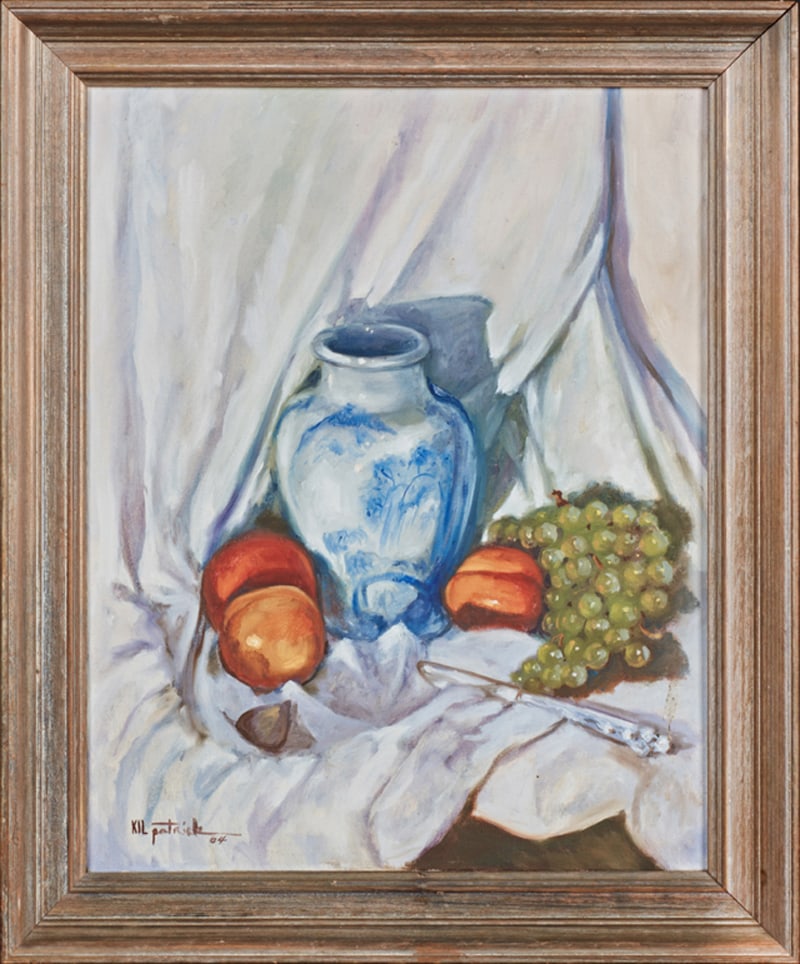 Kilpatrick, "Still Life of Fruit and a Vase on a Table," 1964, H.- 19 7/8 in., W.- 15 7/8 in., (1 of 2)