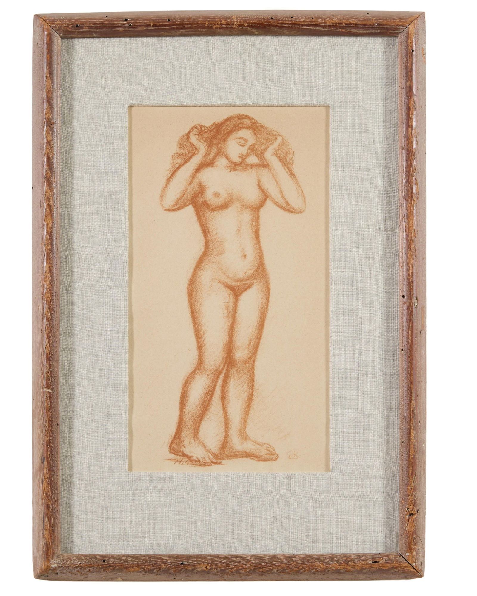 Aristide Maillol (French, 1861-1944),"L'Art d'Aimer d'Ovide," 1935, H.- 14 1/4 in., W.- 7 3/4 in.,: Aristide Maillol (French, 1861-1944),"L'Art d'Aimer d'Ovide," 1935, lithograph in sanguine color, signed in print "M" in circle, print information and provenance affixed to frame backing, presented in