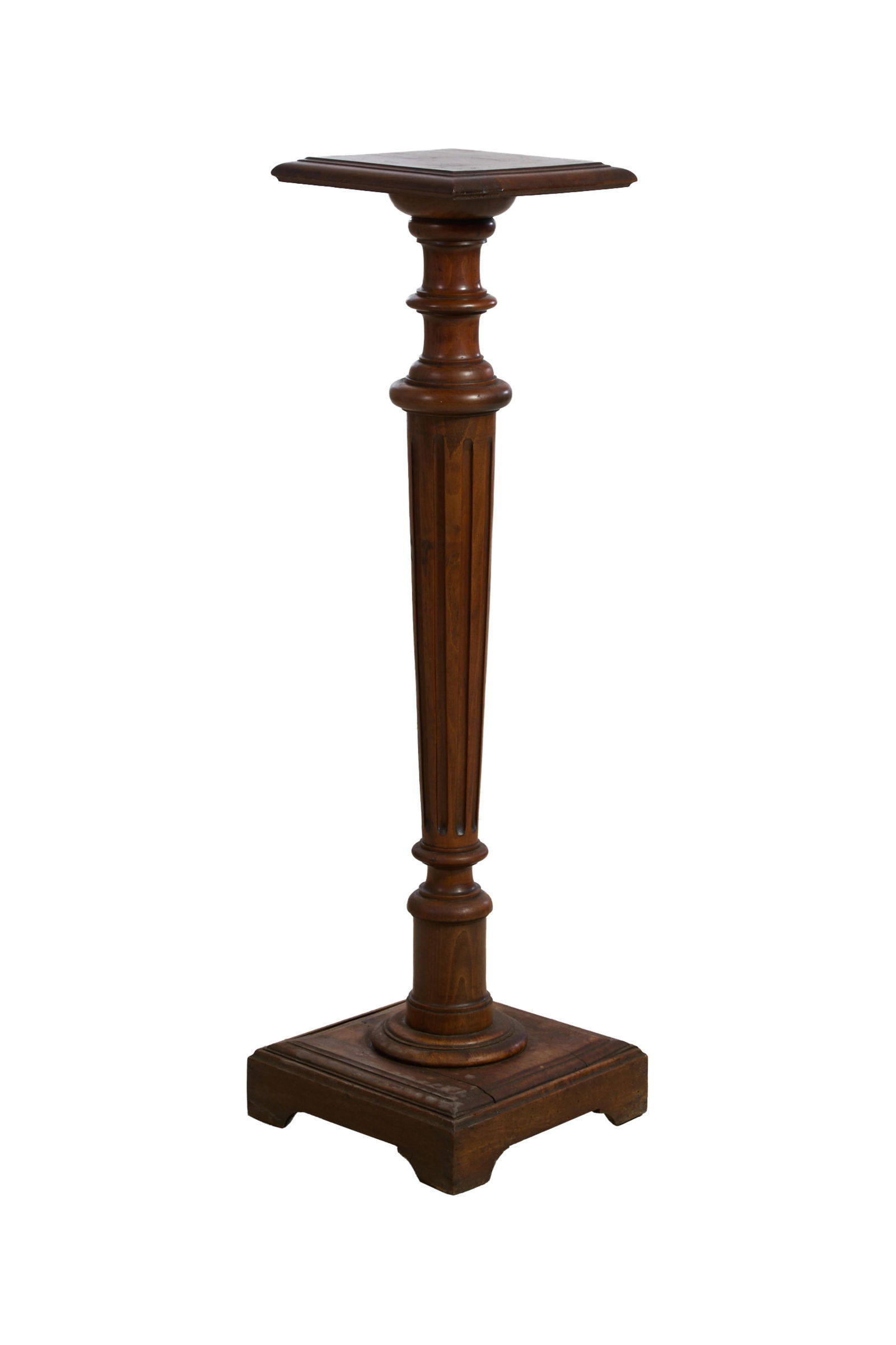 French Louis XVI Style Walnut Pedestal, late 19th c., H.- 42 in., W.- 12 1/2 in., D.- 12 1/2 in. (1 of 2)
