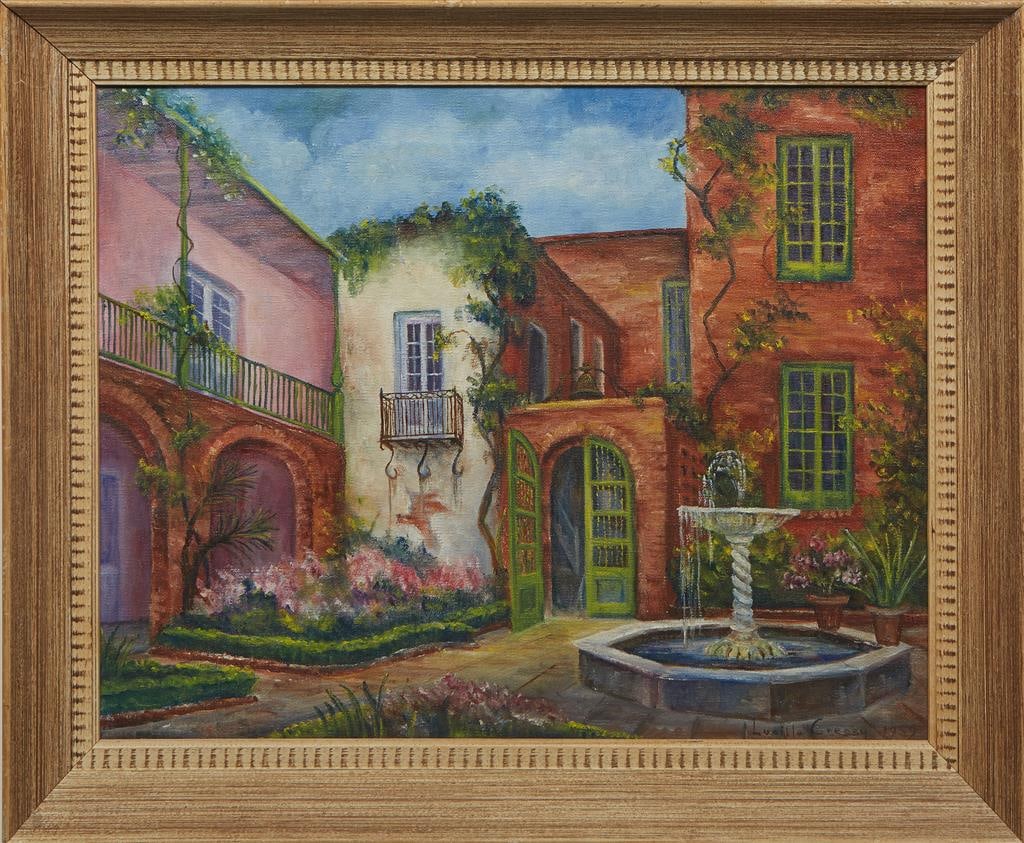 Lucille Cressy (New Orleans), "French Quarter Interior Courtyard," 1959, H.- 15 1/2 in., W.- 19 1/2 (1 of 4)