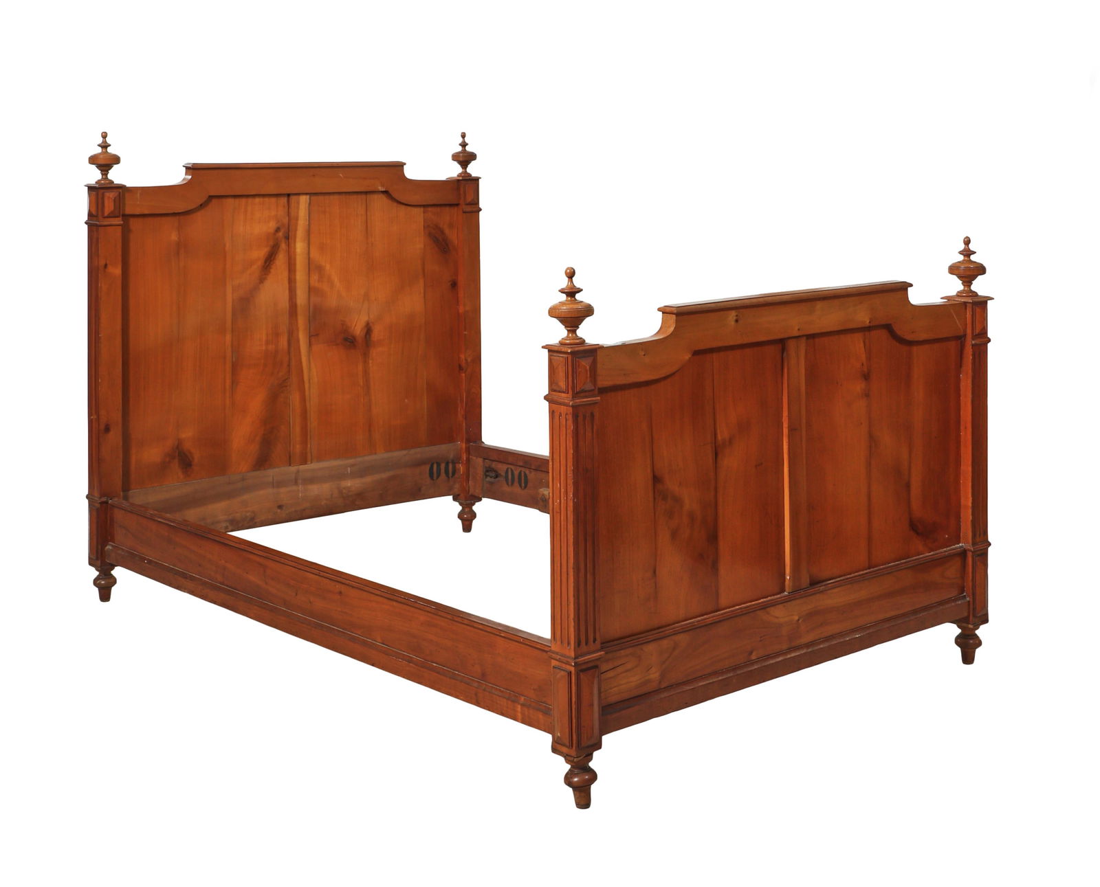 French Provincial Louis XVI Style Cherry Bed, late 19th c., H.- 51 1/2 in., W.- 49 1/2 in., L.- 72 (1 of 1)