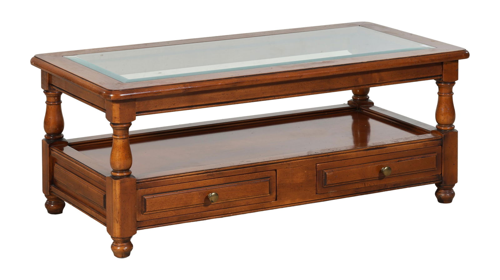 Louis Philippe Style Cherry Low Table, late 20th c., H.- 19 in., W.- 47 in., D.- 24 in. (1 of 1)