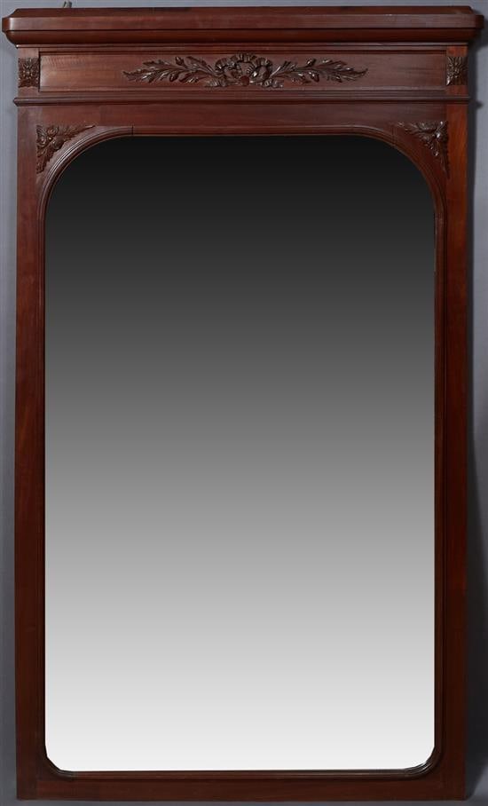 French Louis XVI Style Carved Mahogany Overmantel Mirror, c. 1900, H.- 63 in., W.- 38 in., D.- 3 in. (1 of 1)