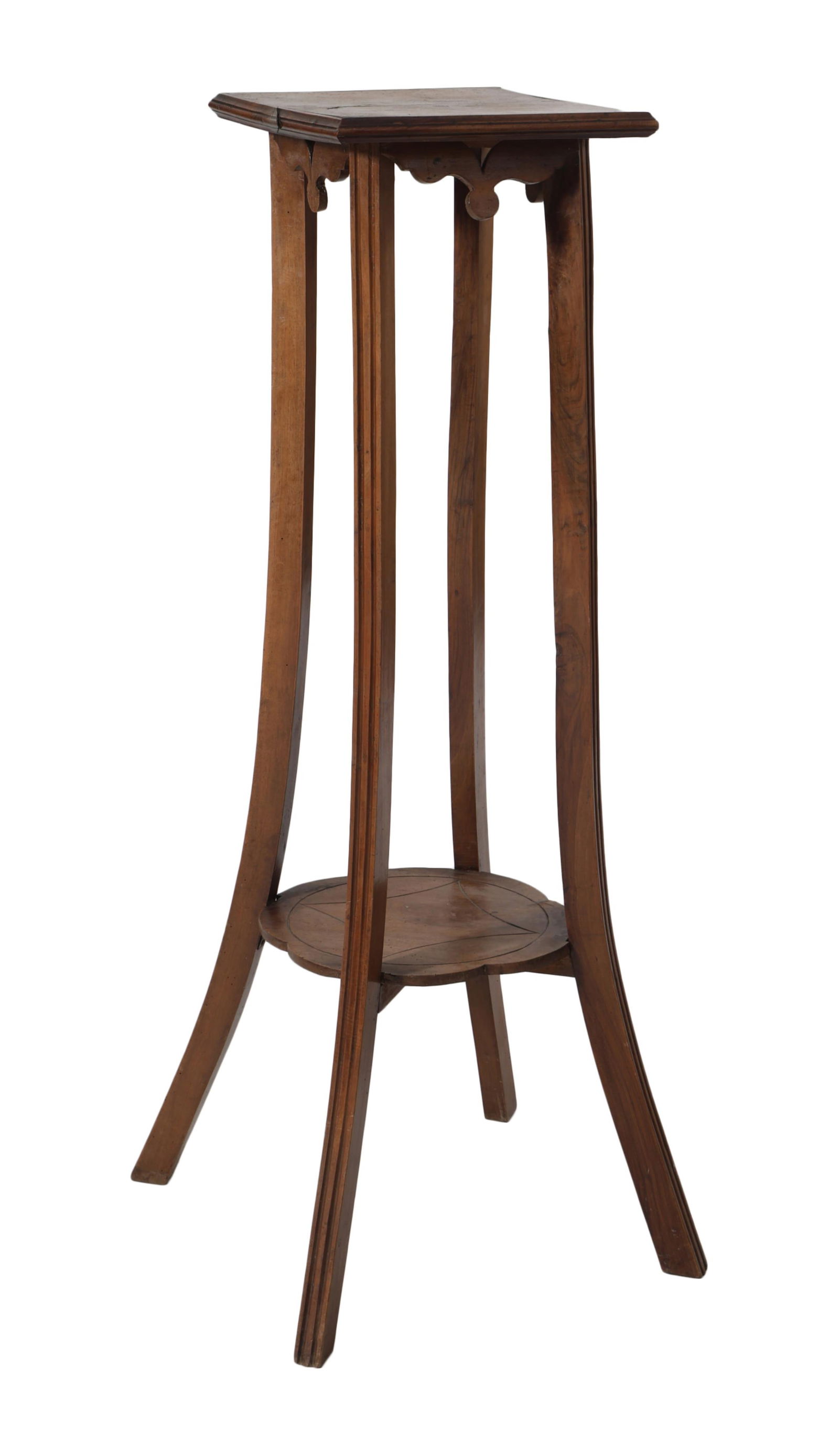 French Art Nouveau Walnut Pedestal, early 20th c., H.- 46 in., W.- 19 in., D.- 19 in. (1 of 1)