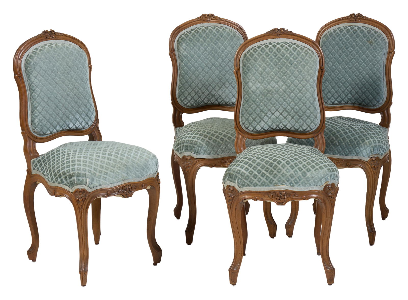 Four French Louis XV Style Parlor Chairs, late 19th c., H.- 34 1/2 in., W.- 17 1/2 in., D.- 18 in. (1 of 3)