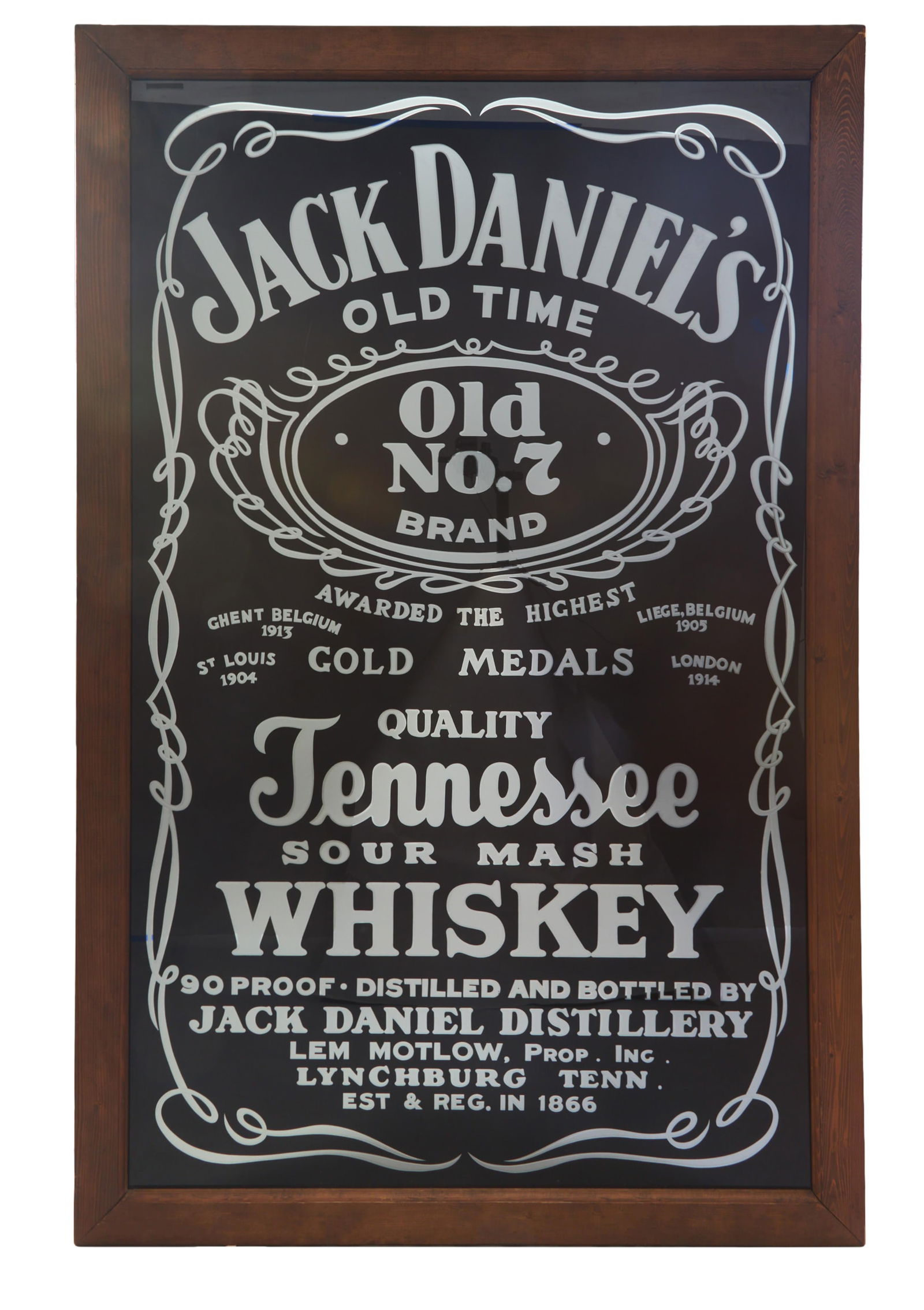 Large Jack Daniel's Whiskey Advertising Mirror, 20th c., H.- 78 in., W.- 54 in. (1 of 5)