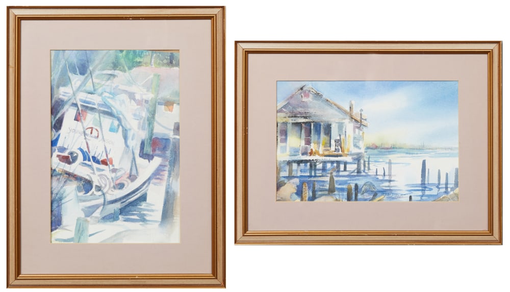 Diana Brandt (New Orleans), "Young Anson," and "Boat House on the River," 20th c., H.- 8 in., W.- 12 (1 of 9)