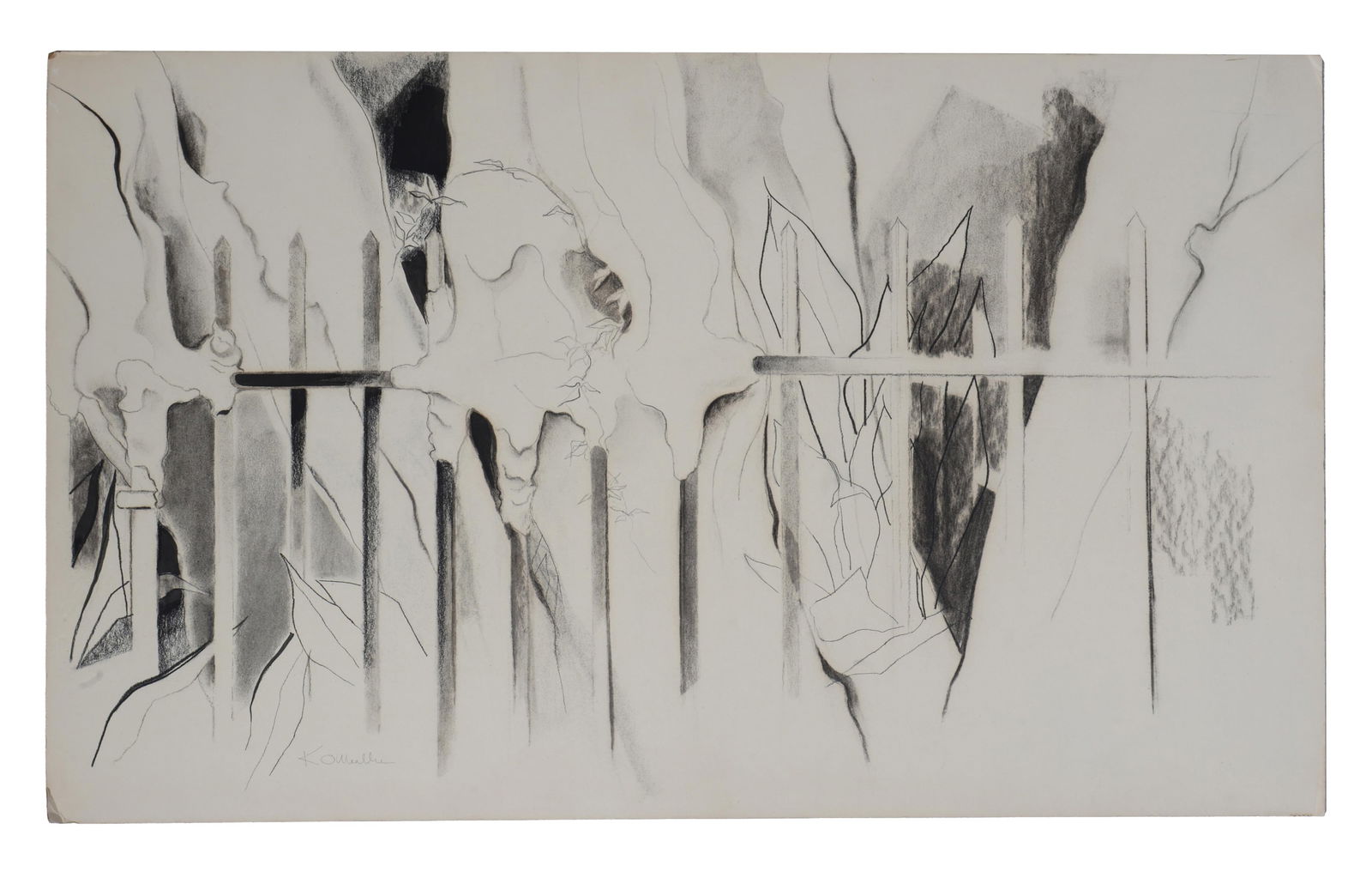 Kitty O'Meallie (American/South Carolina/Louisiana, 1916-2014), "Tree Root Overtaking Fence," H.- 18 (1 of 4)