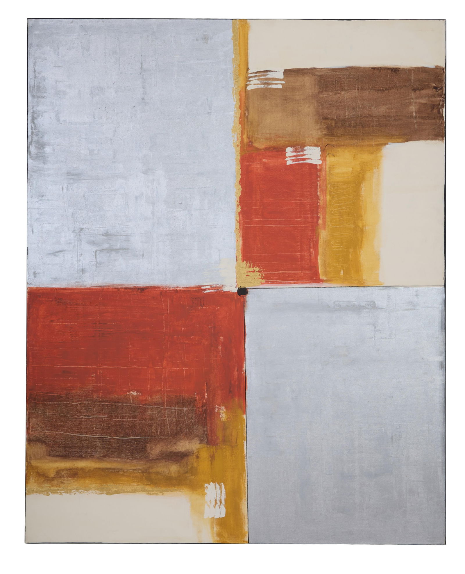 Allen Melton (American/Mississippi, b. 1964), "Untitled: Burnt Orange and Silver Abstract," H.- 48 (1 of 3)