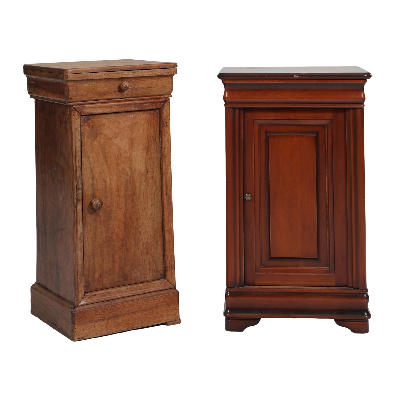Two Louis Philippe Nightstands, 19th/20th c., Taller- H.- 29 in., W.- 14 1/2 in., D.- 13 in. (2 (1 of 1)