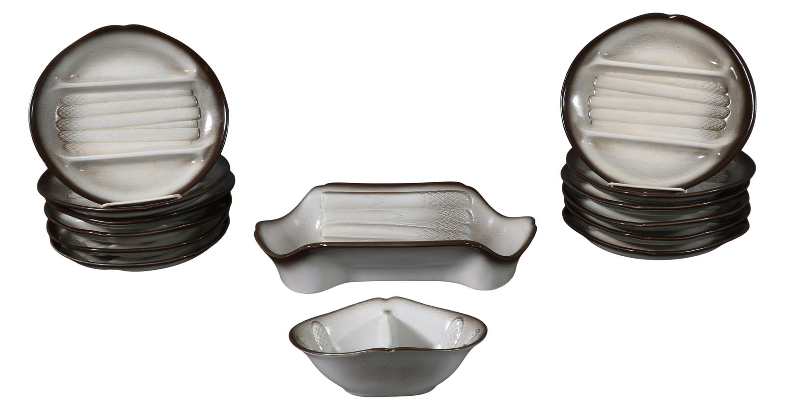 French Ceramic Fourteen Piece Asparagus Service, 20th c., (14 Pcs.) (1 of 6)