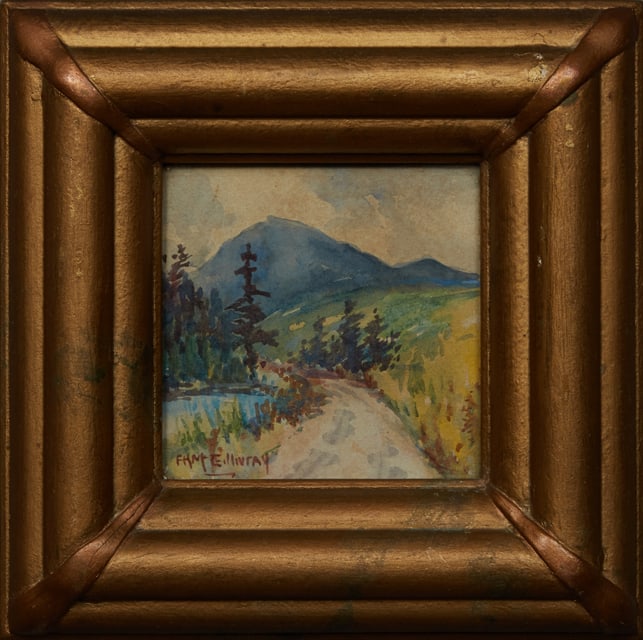 FHNK Eillivray, "Mountain Road," 20th c., H.- 4 in, W.- 4 in., Framed- H.- 8 1/8 in., W.- 8 1/8 in. (1 of 4)