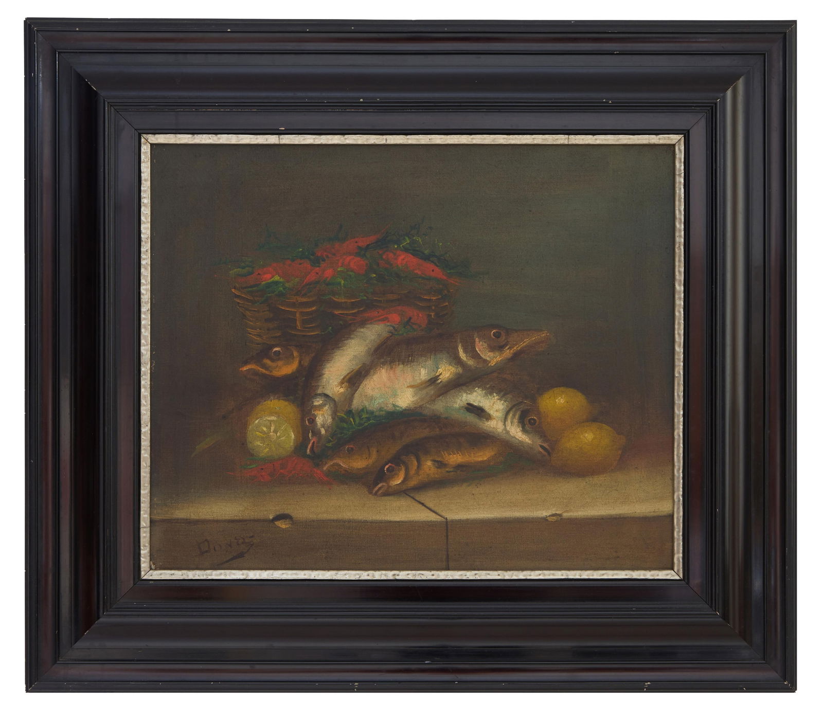 Continental School (19th Century), "Still Life with Fish and Prawns," H.- 18 1/2 in., W.- 21 3/4 (1 of 4)