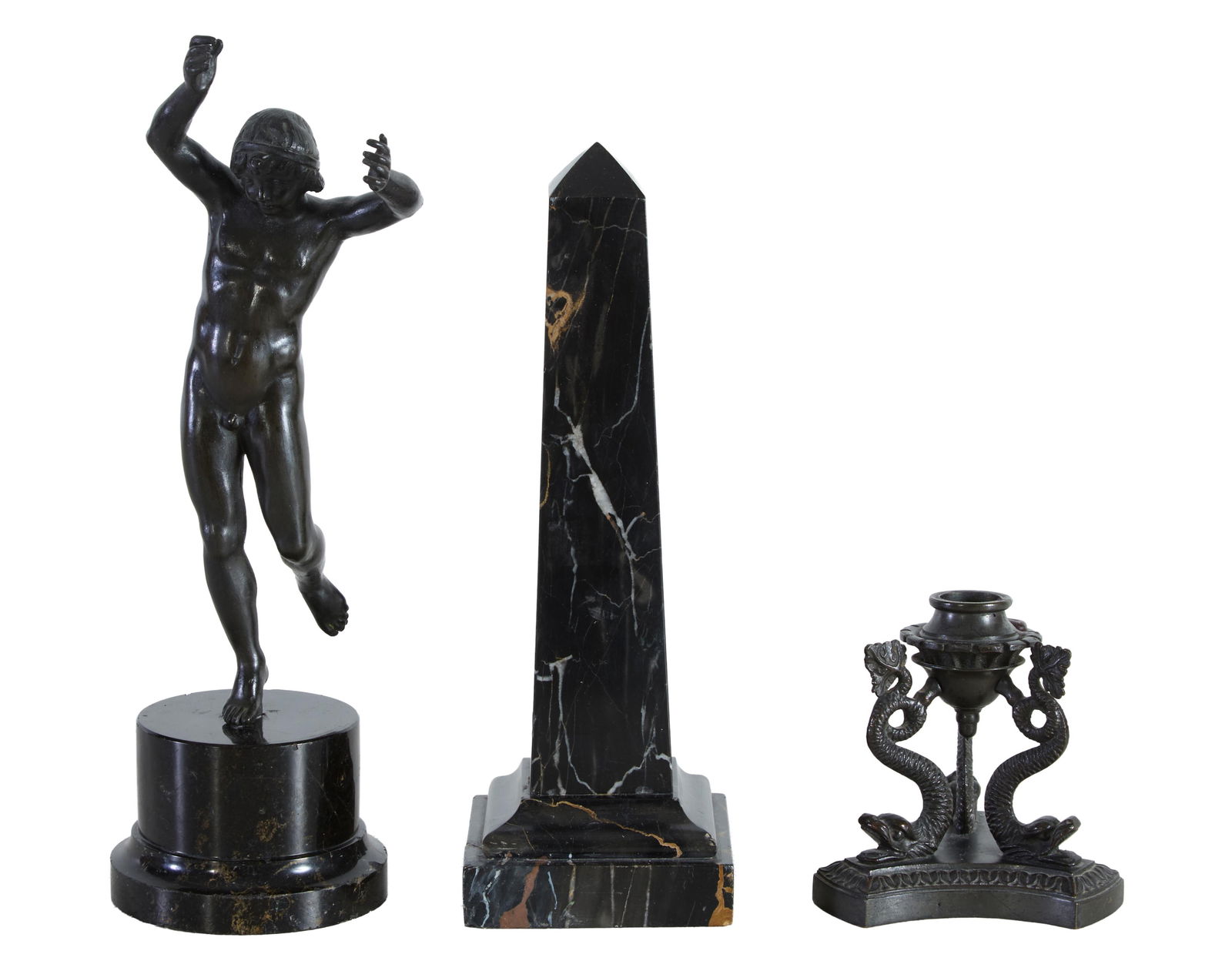 Three Antique Grand Tour Cabinet Pieces, early-to-mid 19th c., Figure- H.- 12 1/2 in., W.- 4 in., (1 of 3)