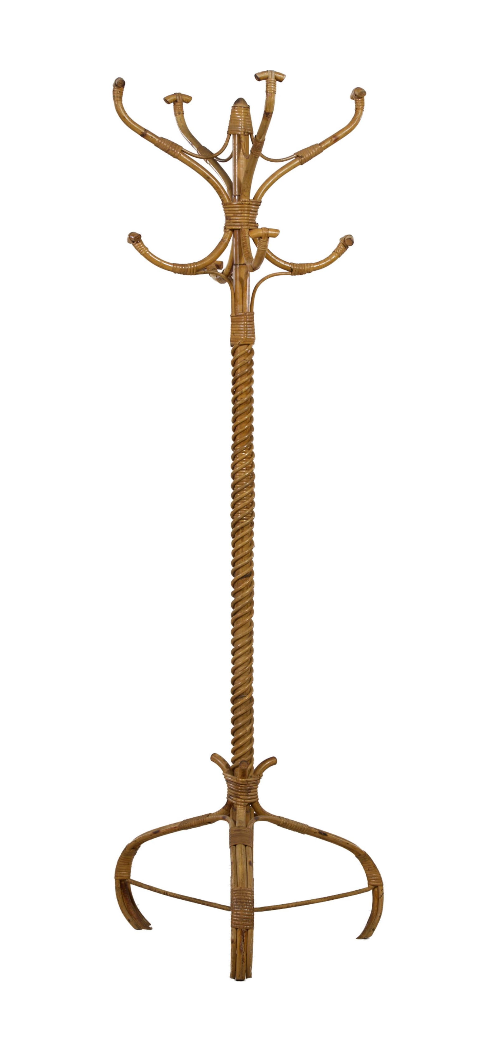 Vintage French Bamboo Costumer, mid 20th c., H.- 73 in., Dia.- 26 in. (1 of 1)