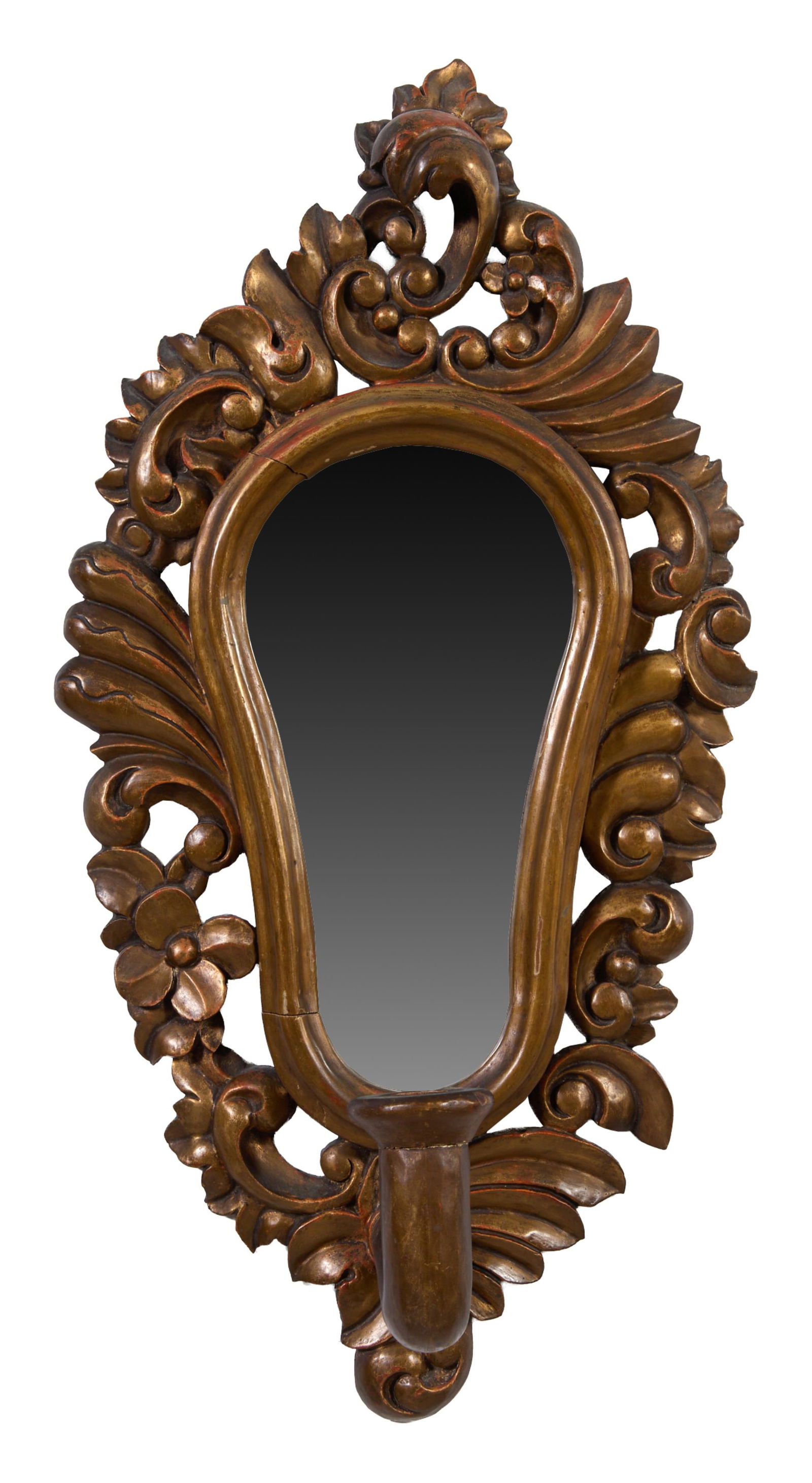 Italian Style Gilt Mirror Candle Sconce, 20th c., H.- 26 1/2 in., W.- 13 1/2 in., D.- 6 1/2 in. (1 of 2)