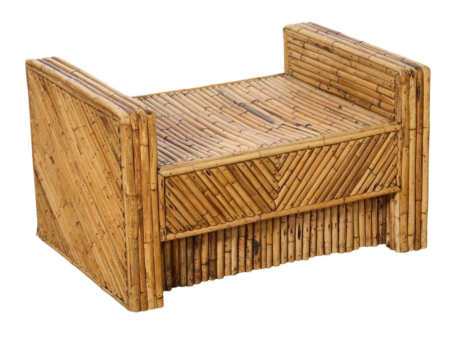 Bamboo Window Bench, 20th c., H.- 17 in., W.- 30 in., D.- 21 in. (1 of 1)