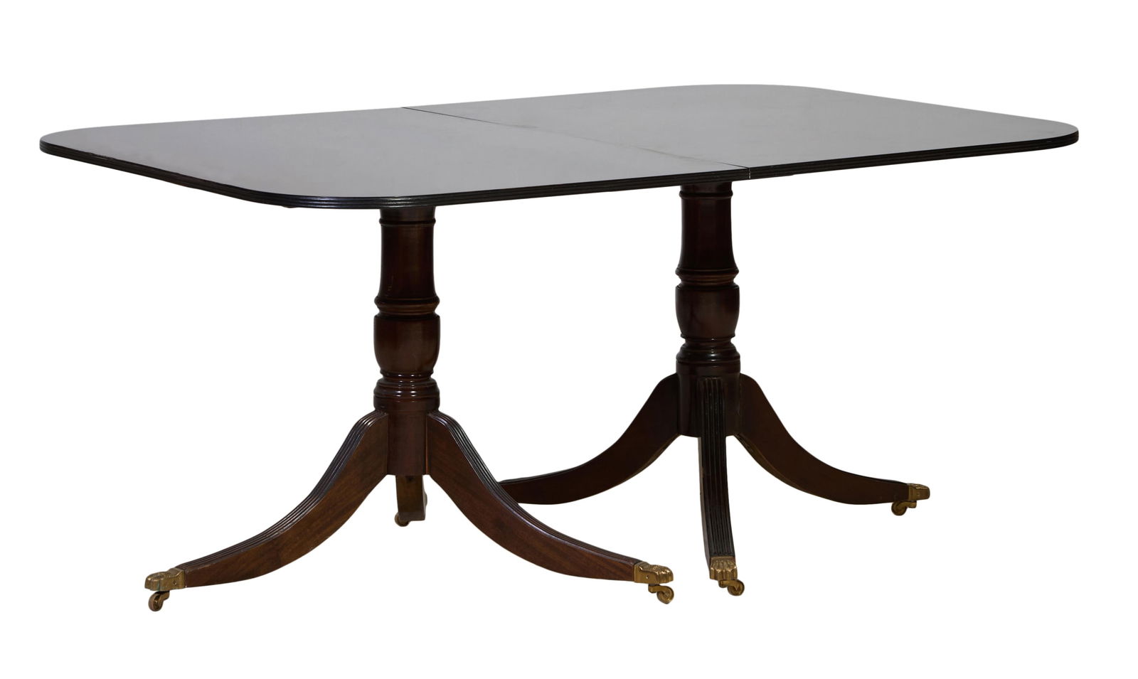 Georgian Style Mahogany Double Pedestal Dining Table, 20th c., H.- 29 1/2 in., W.- 45 in., L.- 64 (1 of 1)