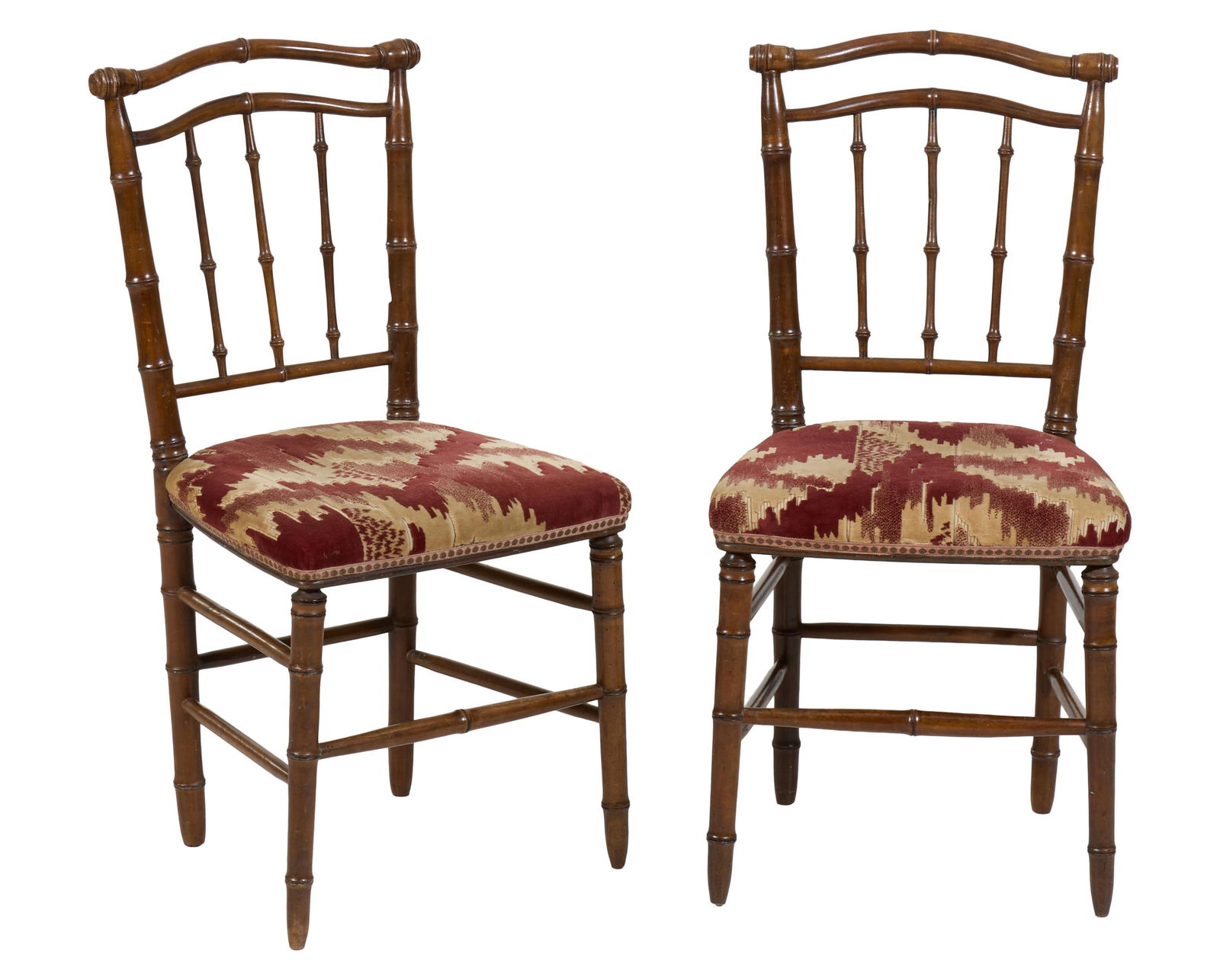 Pair of Napoleon III Faux Bamboo Ballroom Chairs, late 19th c., Each- H.- 34 in., W.- 17 in., D.- 15 (1 of 1)