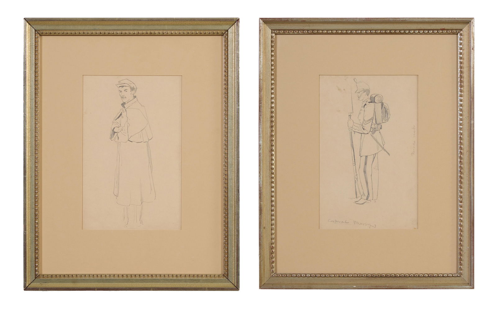 Ellsworth Woodward (American/Louisiana, 1861-1939), Two Sketches of a Corporal in Uniform, possibly (1 of 11)