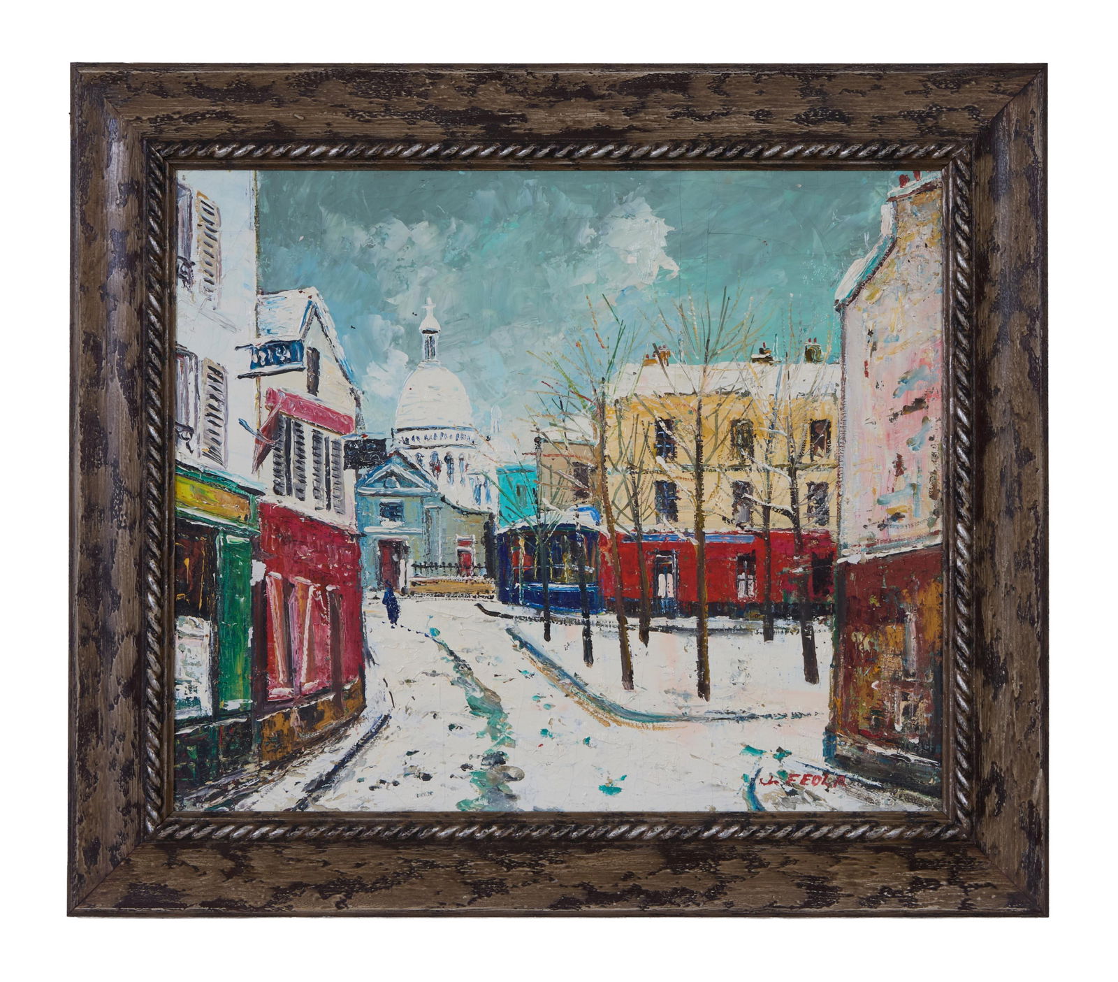 Charles Feola (Algerian/French, 1917-1994), "Montmartre," H.- 18 in., W.- 21 1/2 in., Framed- H.- 23 (1 of 4)