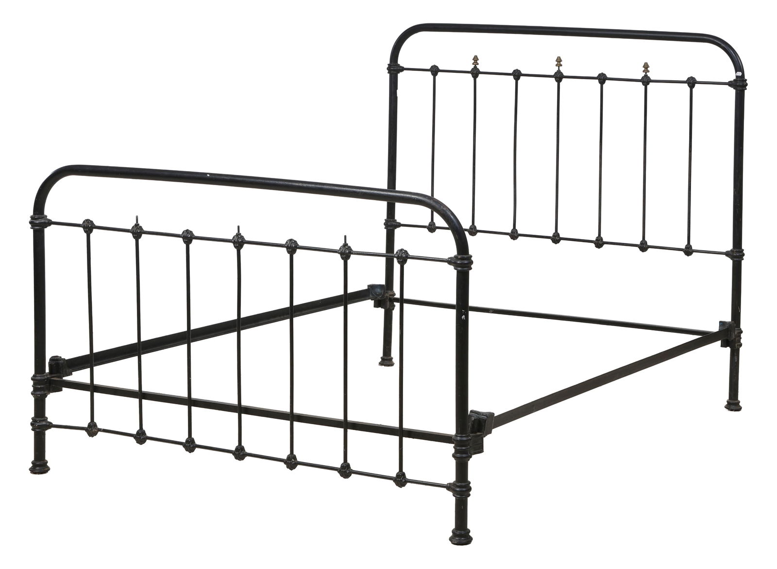 French Iron Bed, late 19th/early 20th c., H.- 50 in., L.- 71 in., W.- 52 in. (1 of 1)