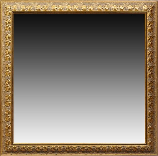 Large Aesthetic Style Gilt and Gesso Overmantel Mirror, 20th c., H.- 48 1/2 in., W.- 48 in., D.- 2 (1 of 1)