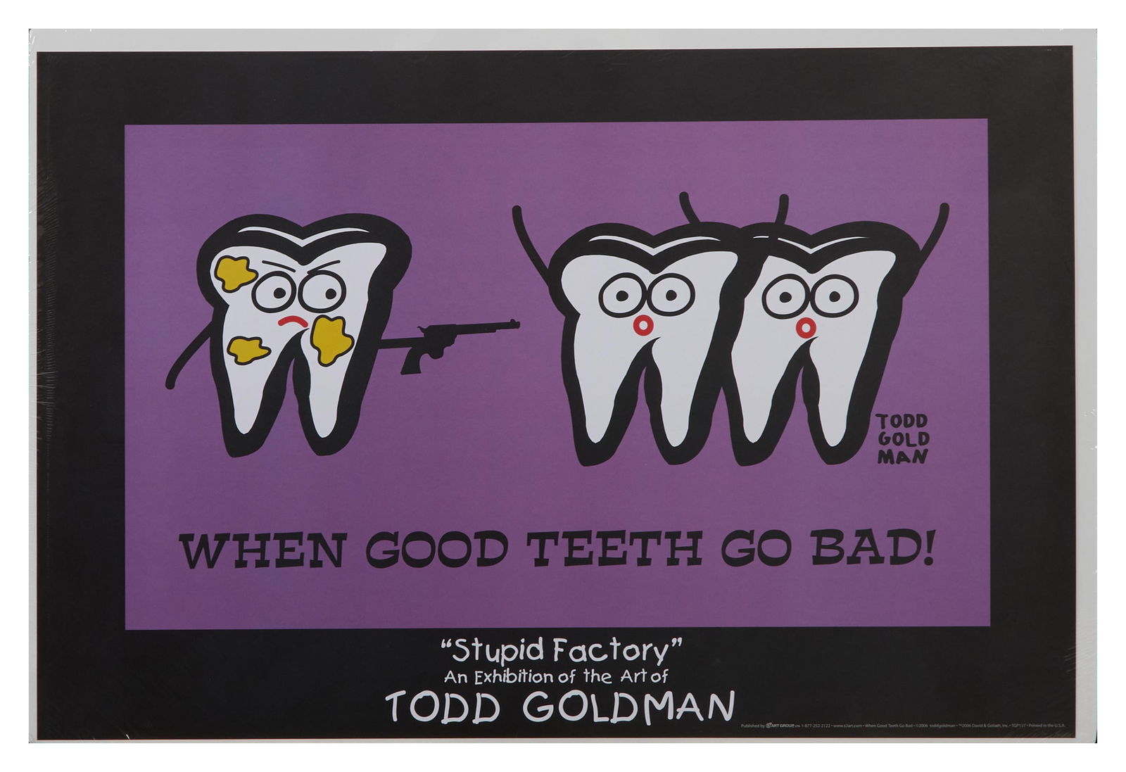 Todd Harris Goldman (American/Florida, b. 1969), "When Good Teeth Go Bad," Sheet- H.- 24 in., W.- 36: Todd Harris Goldman (American/Florida, b. 1969), "When Good Teeth Go Bad," color lithograph on paper, unsigned, unframed, shrink wrapped, accompanied with a Certificate of Authenticity en verso, Sheet