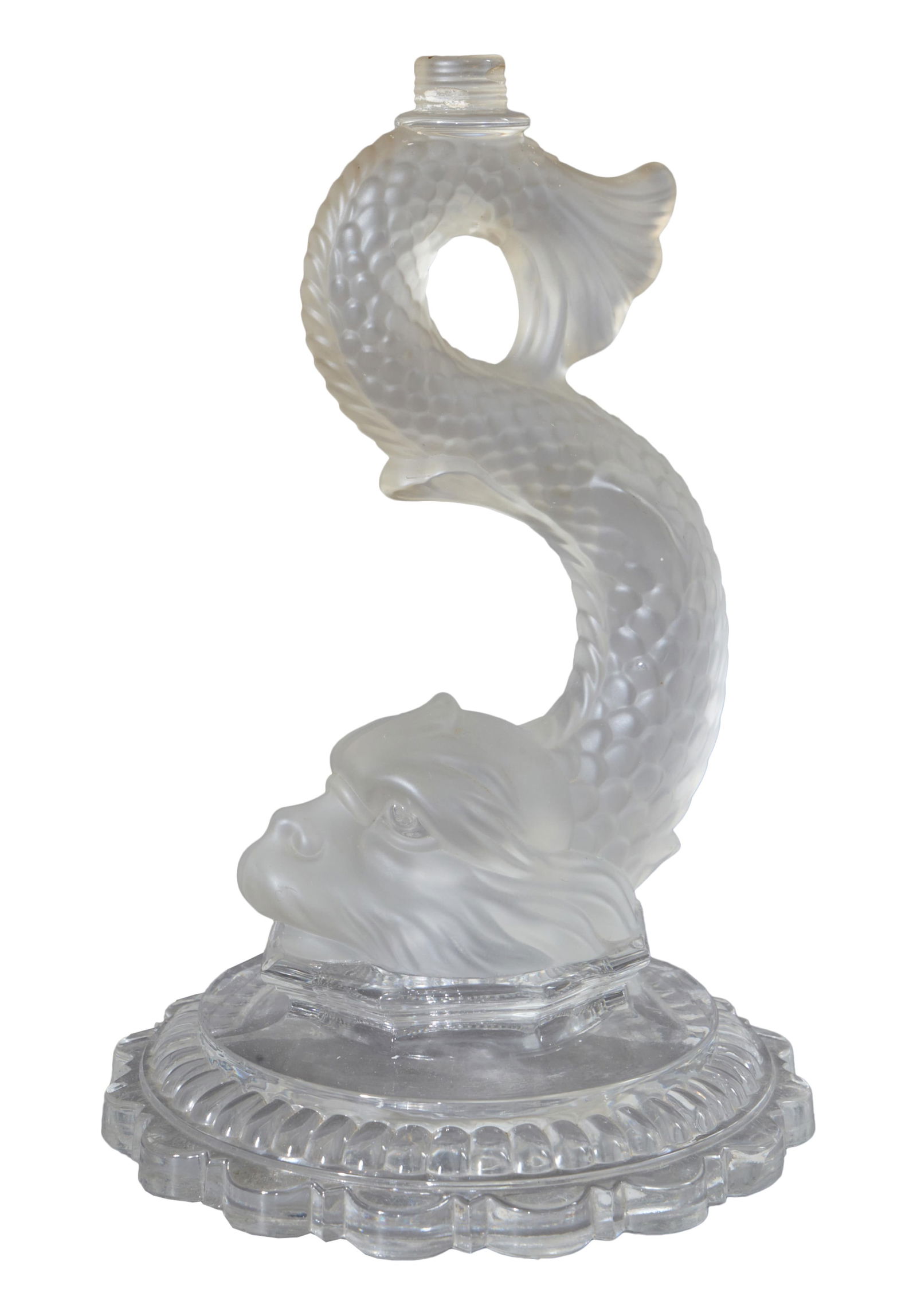 Baccarat Dolphin Fish Form Glass Lamp Base, late 19th/early 20th c., H.- 10 1/2 in., Base Dia.- 7 (1 of 2)