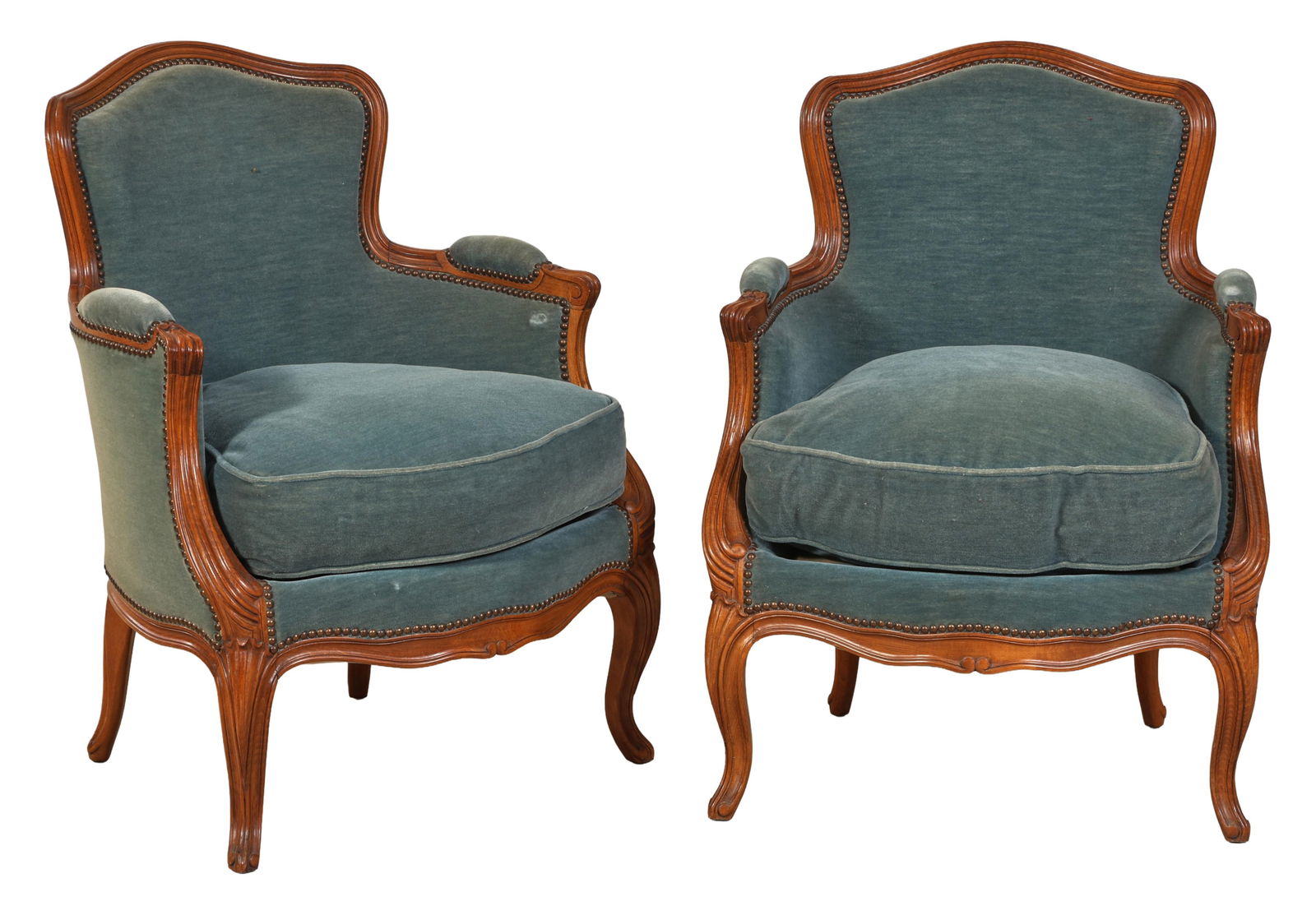 Pair of French Louis XV Style Bergers, 19th c., Each- H.- 35 in., W.- 26 in., D.- 23 in. (2 Pcs.) (1 of 1)