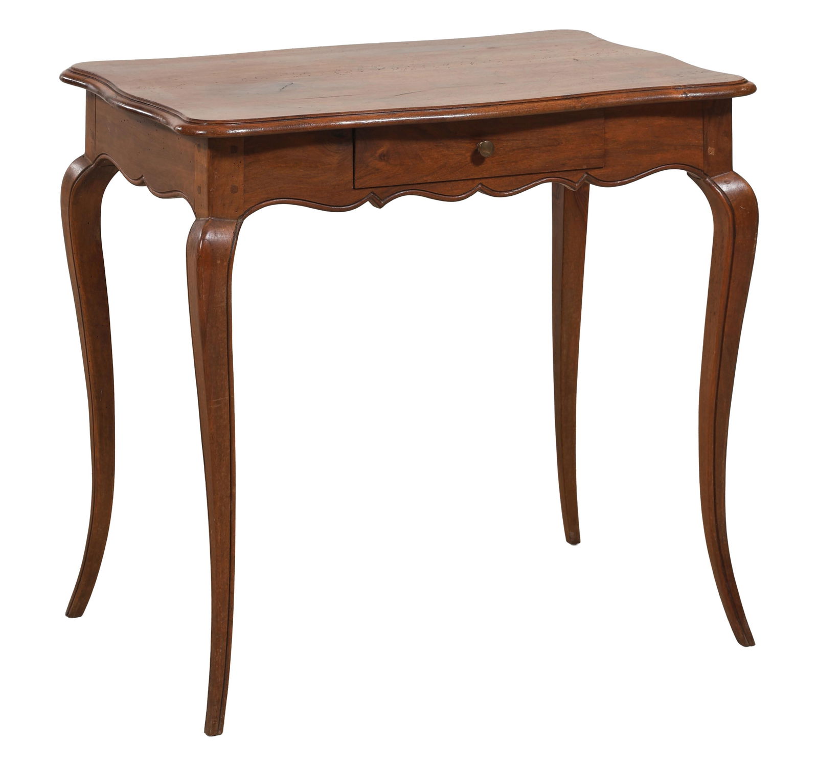 French Louis XV Style Walnut Side Table, 20th c., H.- 25 1/4 in., W.- 27 1/2 in., D.- 18 in. (1 of 1)