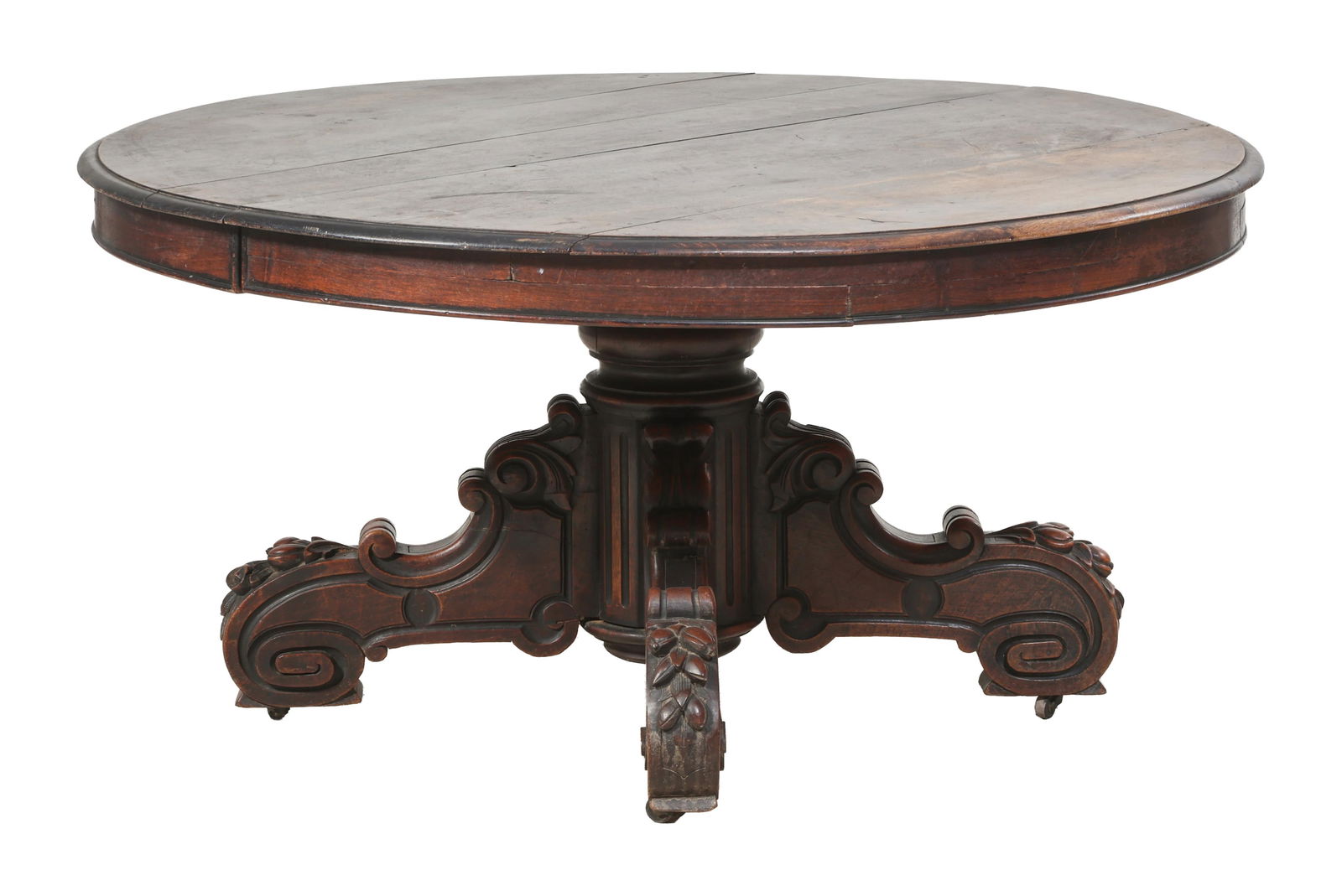 French Henri II Style Walnut Dining Table, late 19th c., H.- 27 1/2 in., Dia.- 56 in. (1 of 1)