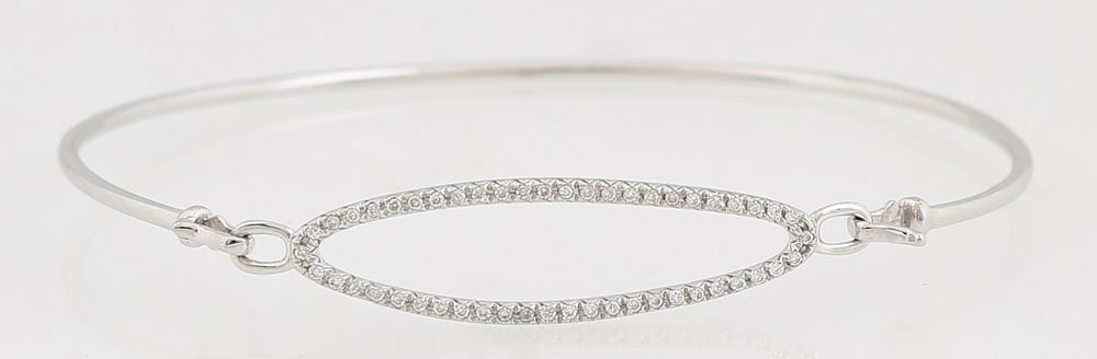 14K White Gold Diamond Bangle Bracelet, Int. W.- 2 1/4 in. (1 of 1)