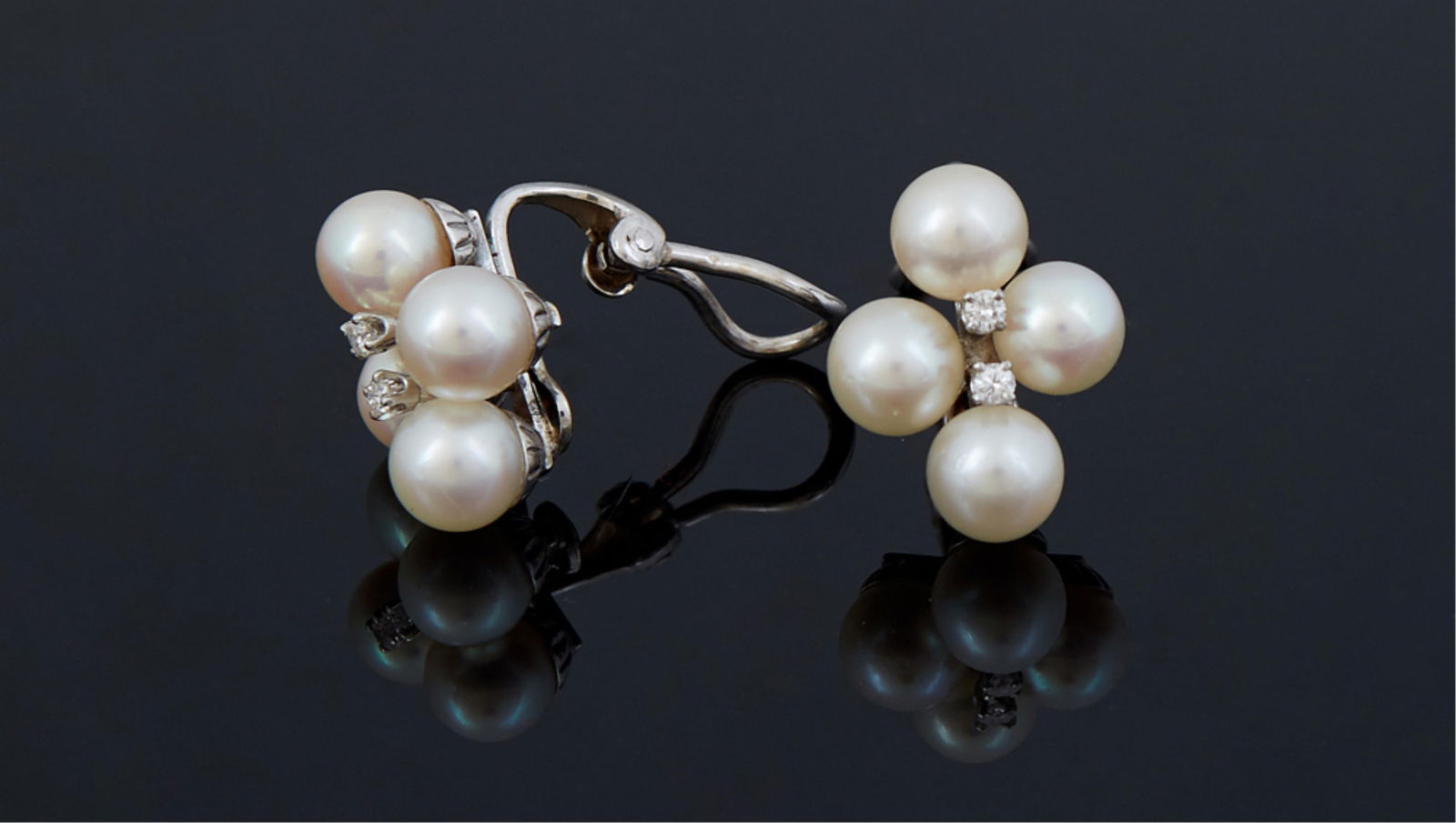 Pair of 14K White Gold Clip Earrings, 20th c., App. Total Diamond Wt.- 0.2 carats; Total Wt.- 0.23 (1 of 1)