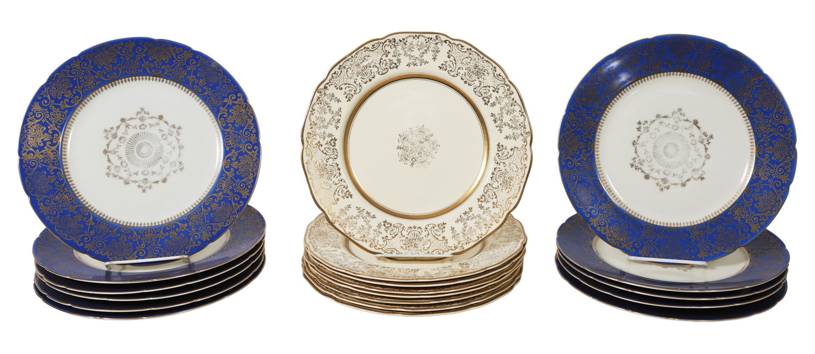 Nineteen Porcelain Dinner Plates, 20th c., H.- 1 in., Dia.- 10 1/2 in. (19 Pcs.) (1 of 5)