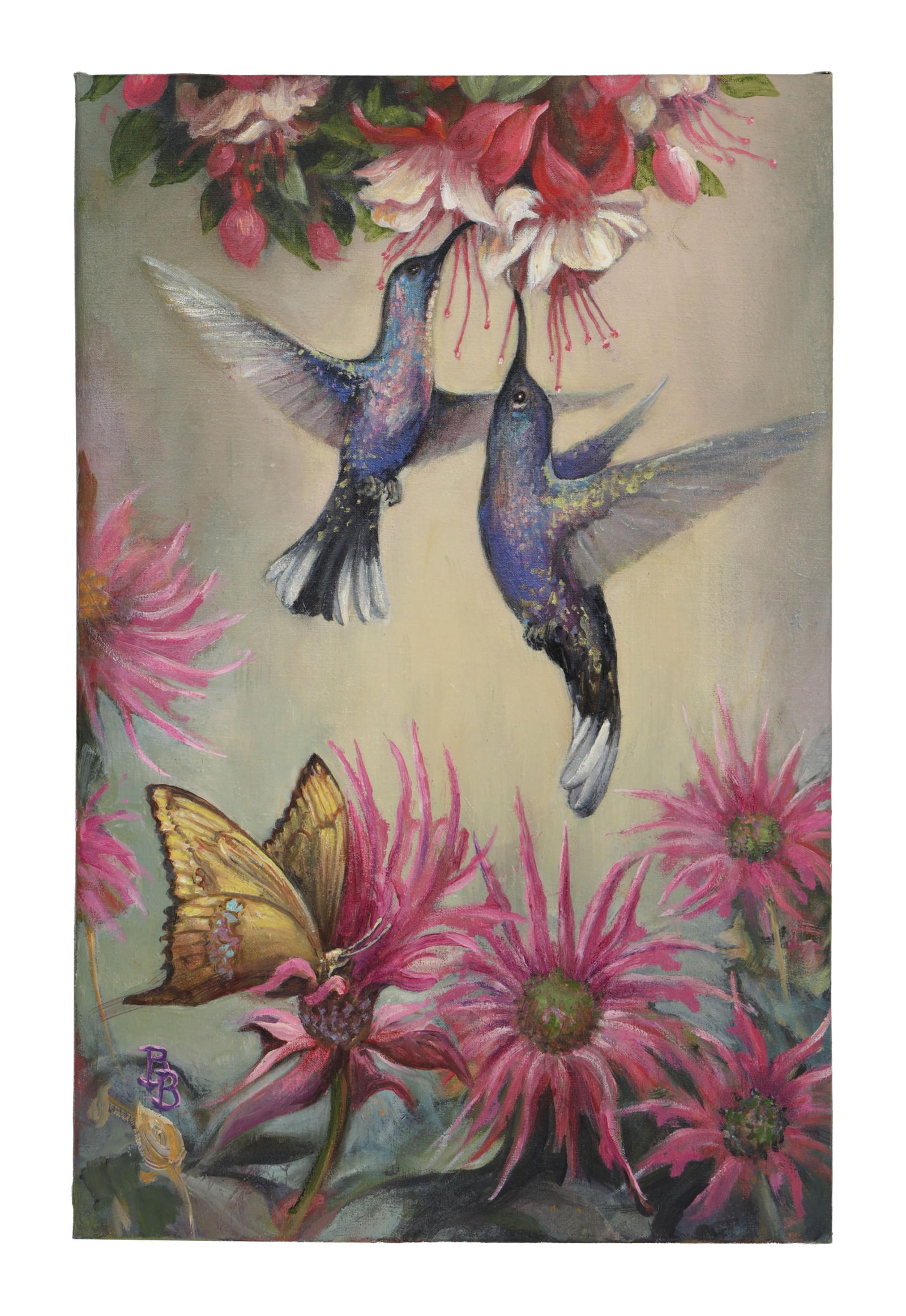 Brenda Burke (American, 20th/21st Century), "Symbols of Hope (Hummingbirds and Butterfly in (1 of 3)