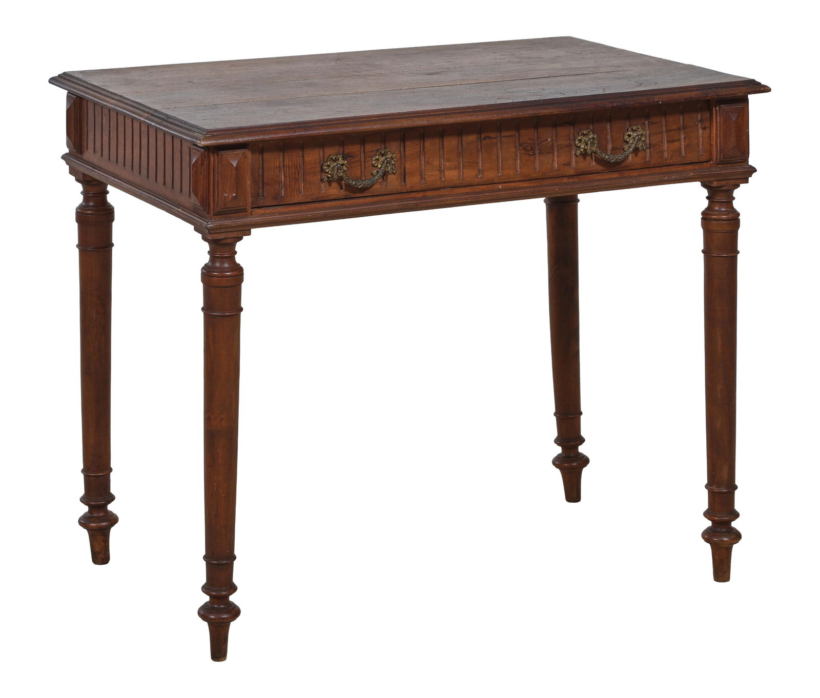 French Napoleon III Walnut Writing Desk, late 19th c., H.- 28 3/4 in., W.- 34 1/2 in., D.- 22 1/2 (1 of 1)