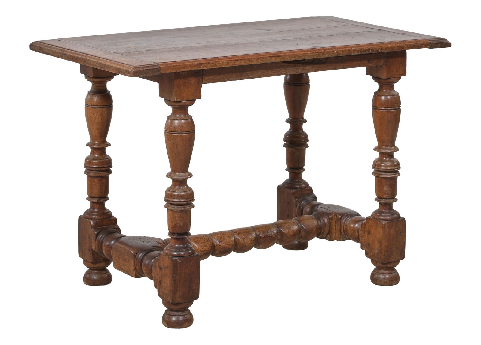 French Louis XIV Style Walnut Side Table, mid 19th c., H.- 29 1/2 in., W.- 43 1/2 in., D.- 24 in. (1 of 1)