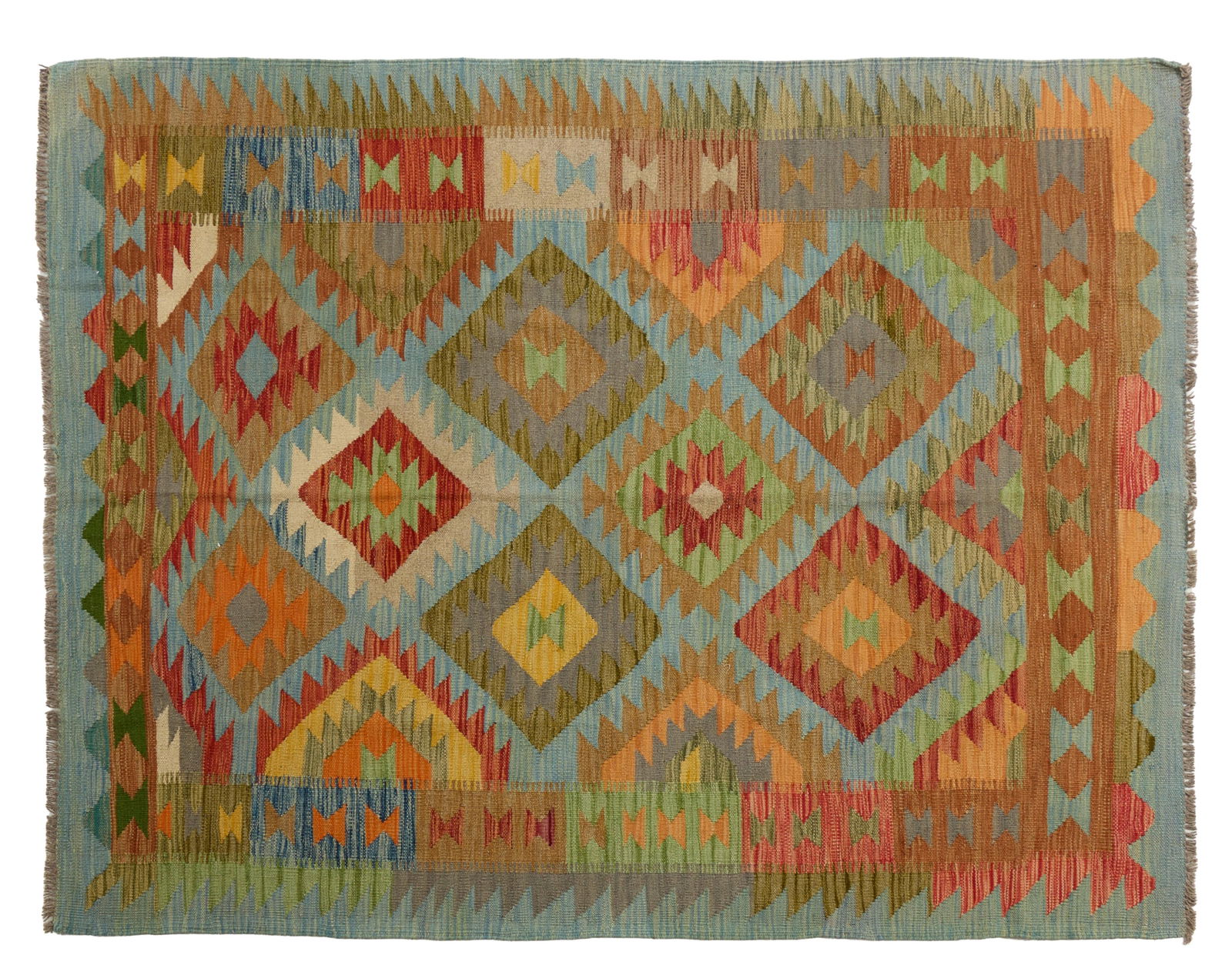 Turkish Kilim Carpet, 5' x 6' 5. (1 of 2)