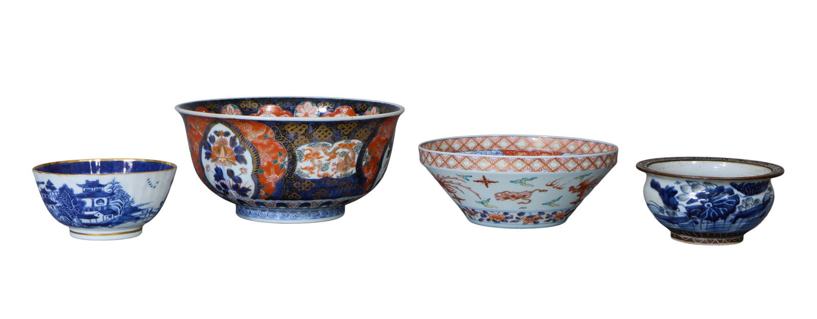 Four Chinese Porcelain Bowls, 19th c., Largest- H.- 5 in., Dia.- 10 in. (4 Pcs.) (1 of 2)