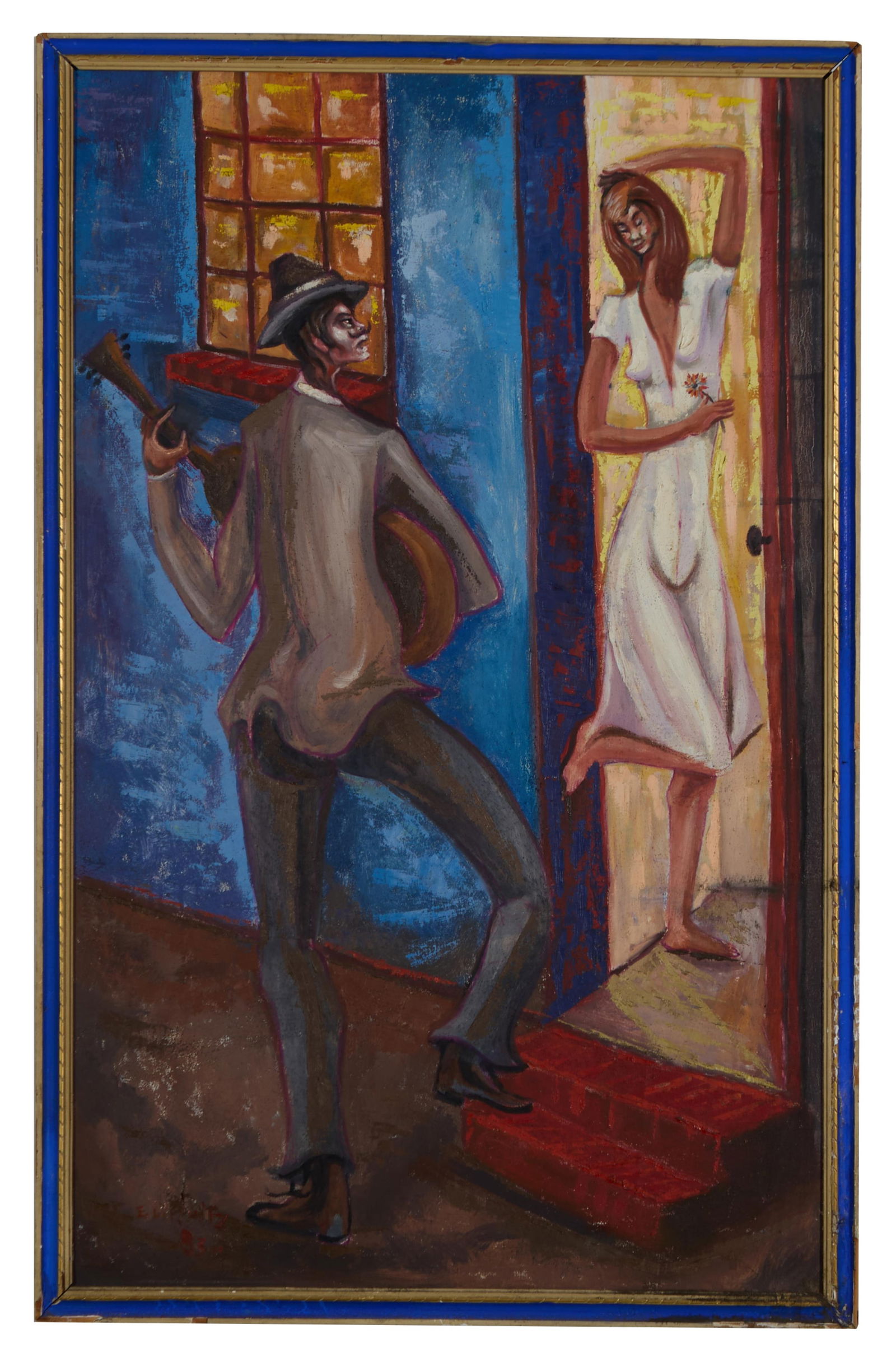 Elias Lifshitz (Mexican, 1942-2024), "Guitarist Serenading Woman in White," 1983, H.- 48 in., W.- 30 (1 of 4)