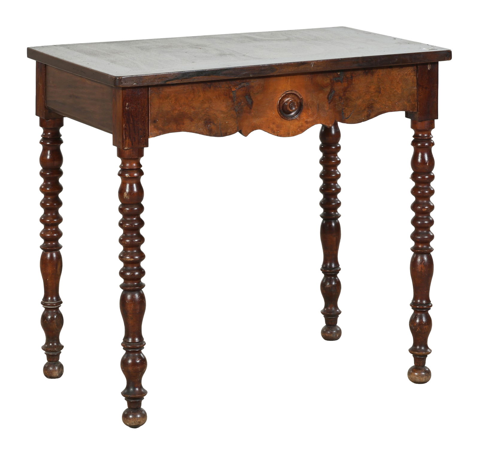 French Louis Philippe Figured Walnut Writing Table, mid 19th c., H.- 28 in., W.- 30 in., D.- 19 in. (1 of 1)