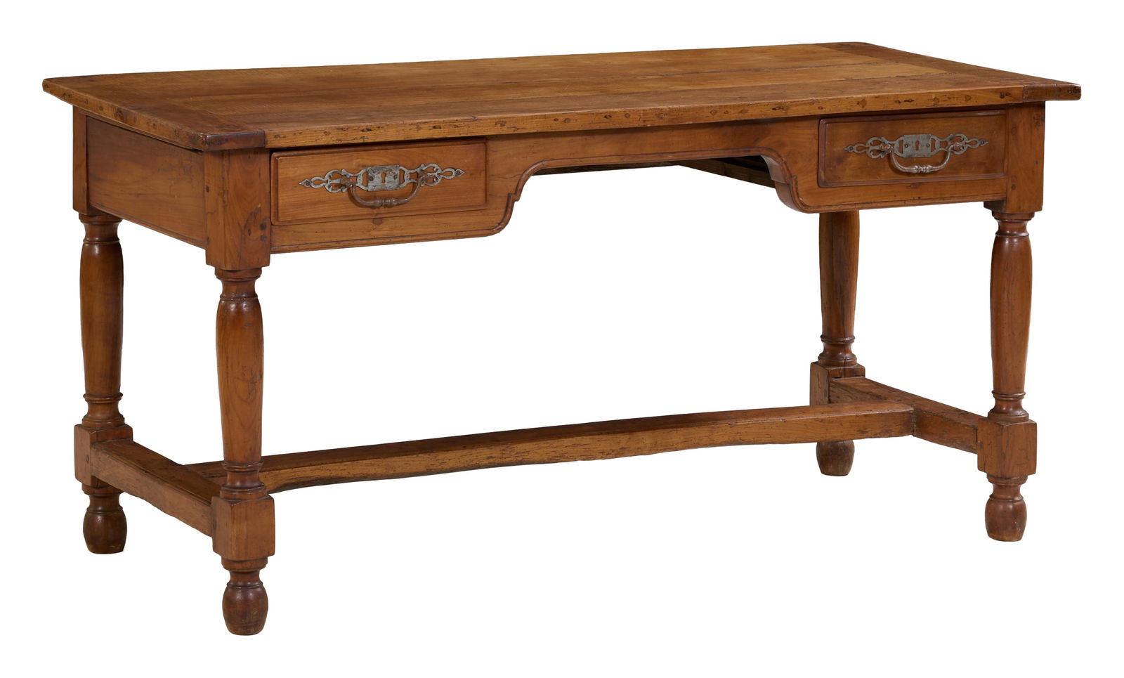 French Provincial Louis XIII Style Cherry Library Table, mid 19th c., H.- 30 in., W.- 59 1/4 in., (1 of 1)