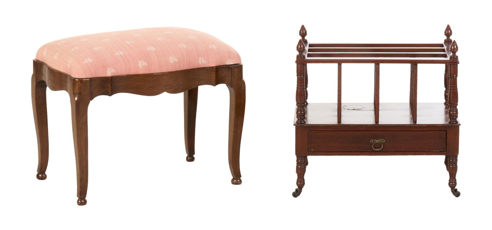 French Louis XV Style Foot Stool and English Regency Canterbury, 19th/20th c., Canterbury- H.- 19 (1 of 3)