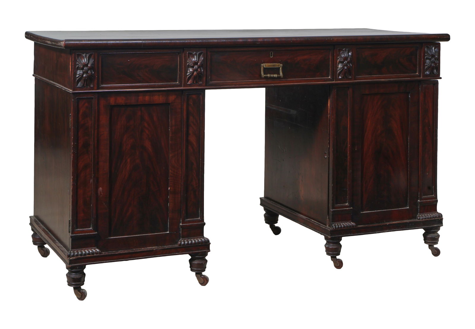 French Empire Mahogany Pedestal Sideboard, early 19th c., H.- 37 in., W.- 64 1/2 in., D.- 25 in. (1 of 1)