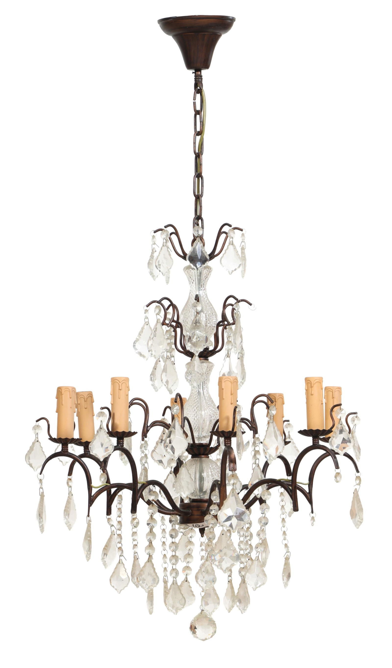 French Maria Theresa Style Six Light Chandelier, 20th c., H.- 22 1/2 in., Dia.- 26 in. (1 of 1)