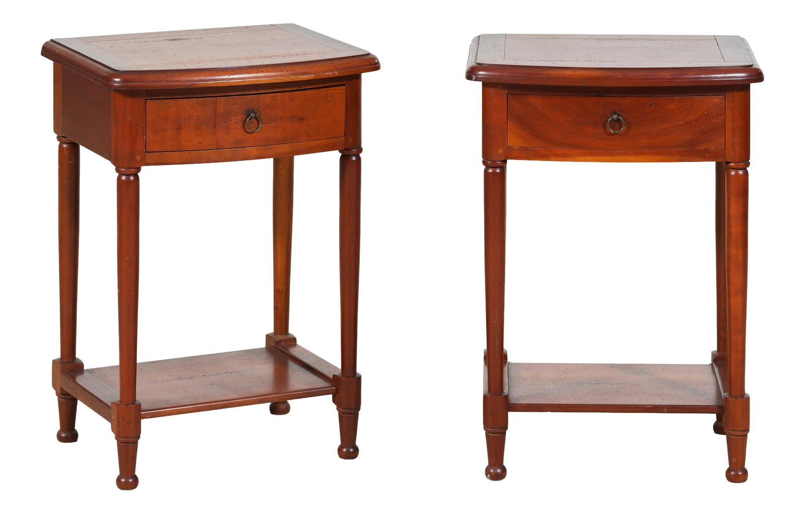 Pair of Louis Philippe Inspired Cherry Nightstands, 21st c., Each- H.- 25 1/2 in., W.- 18 in., D.- (1 of 1)